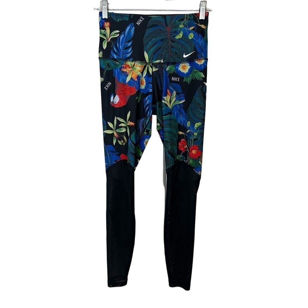 Nike 7/8 High Rise Leggings Womens Small Training Tropical Print Dri Fit Workout